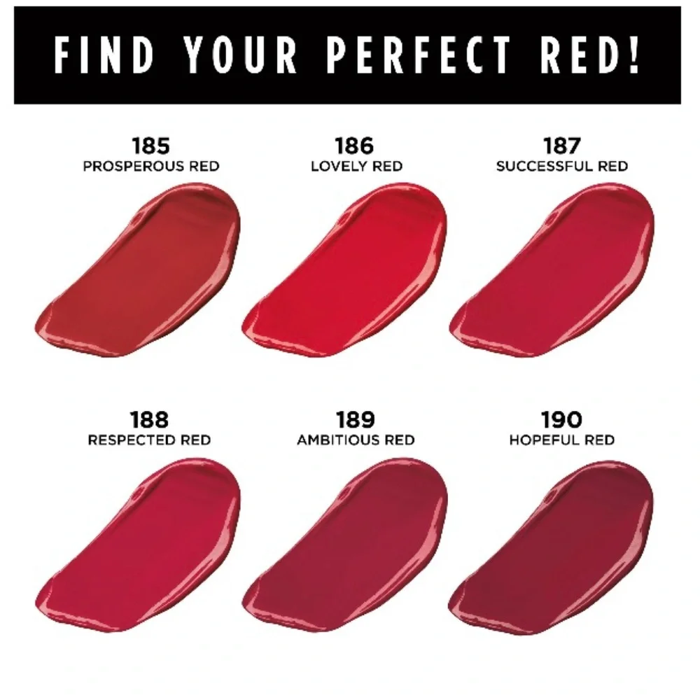 L'Oreal Paris Colour Riche Reds of Worth Satin Lipstick, (#185 Prosperous Red)